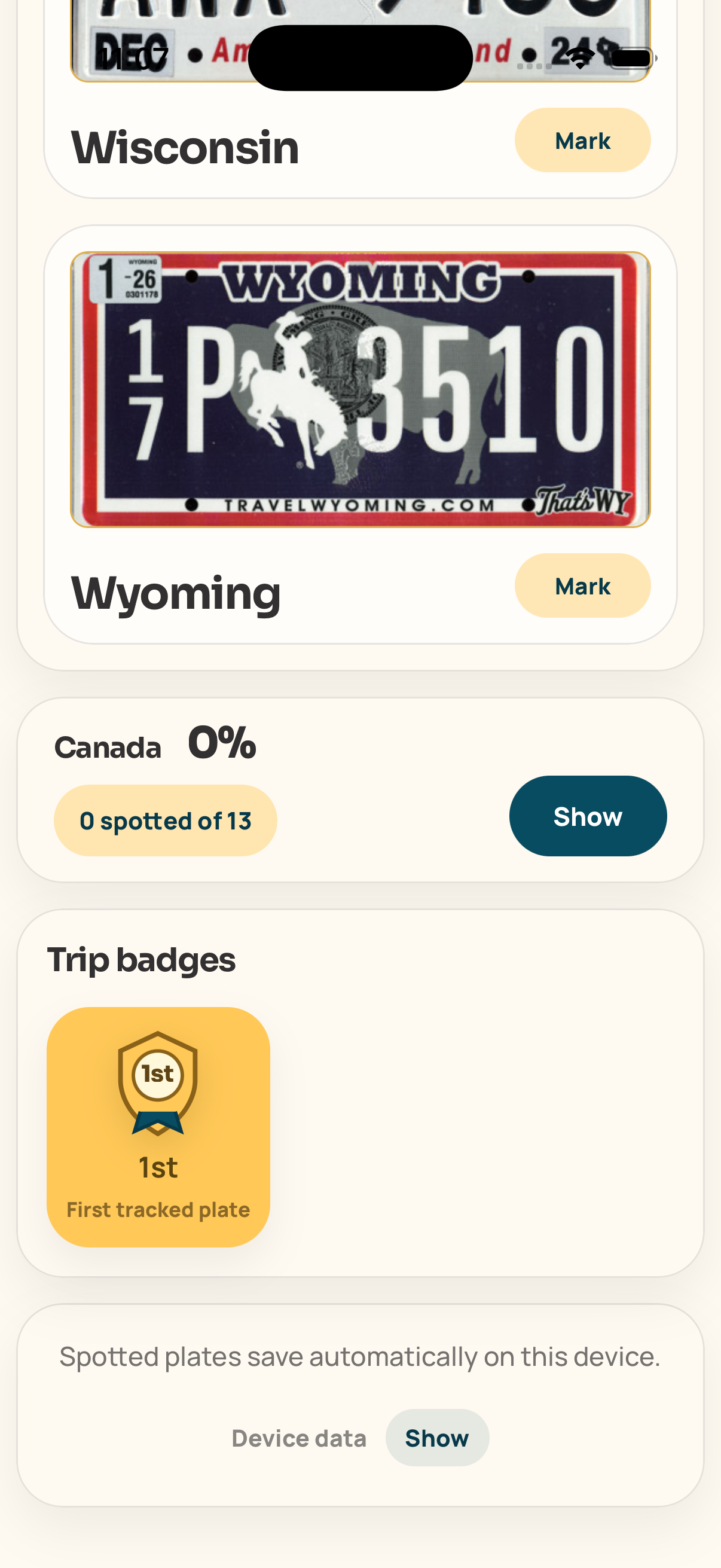 State Hunt trip progress screen